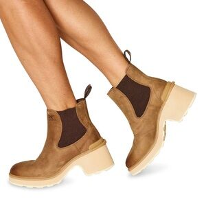 🌻Sorel Hi-Line Heel Chelsea Ankle Boot Brown Waterproof Leather Women’s Size 11